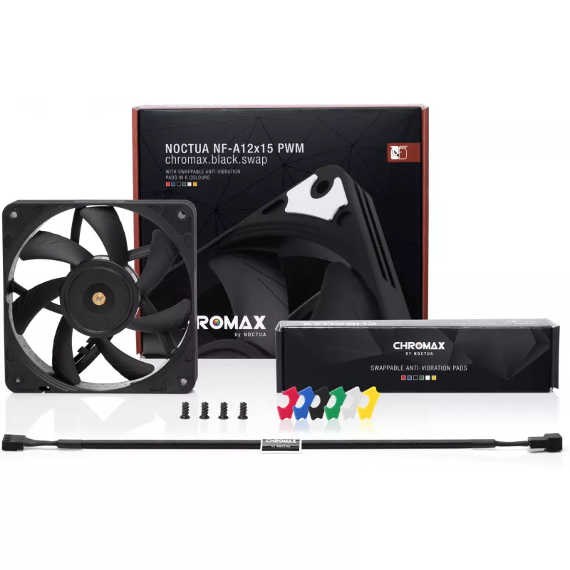 120 mm Noctua NF-A12x15 PWM plonas korpuso ventiliatorius, 15 mm storis, 12 V, PWM, 450–1850 RPM, 94.2 m³/h, 23.9 dB, SSO guolis