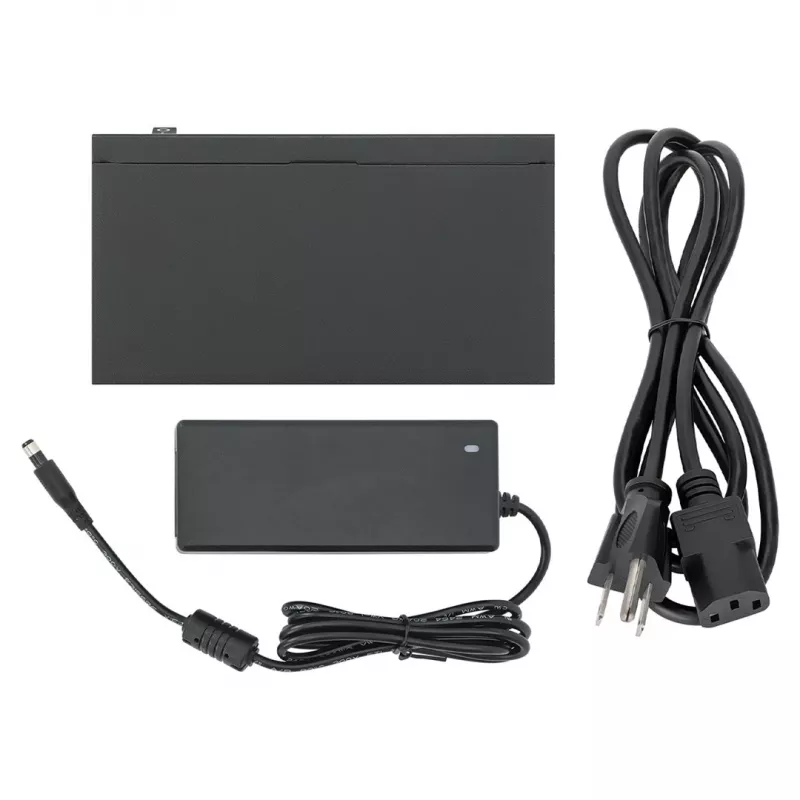 Gigabit 5xPoE praėjimo jungiklis, maitinamas per PoE arba AC, 68W