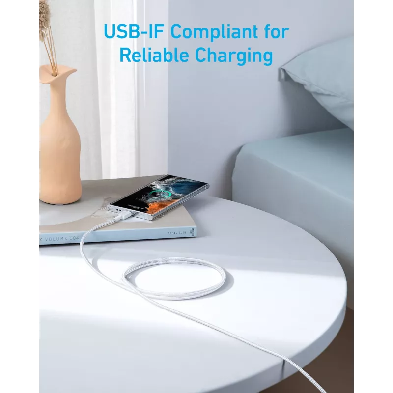 USB-C į USB-C kabelis Anker 322 — 1,8 m, baltas