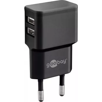 Wentronic goobay Dvigubas USB įkroviklis - Maitinimo šaltinis - 12 W - 2,4 A - 2 išvesties prievadai (USB) - Juodas (44951)