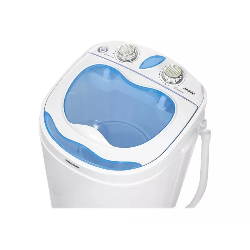 Skalbyklė su viršutiniu įkrovimu Mesko MS 8053 — 3 kg talpa, 360×370×530 mm, mėlyna/baltos spalvos