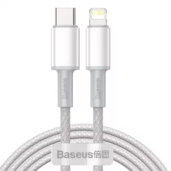 USB-C į Lightning Baseus didelio tankio pintas laidas, 20W, PD, 2m (baltas)