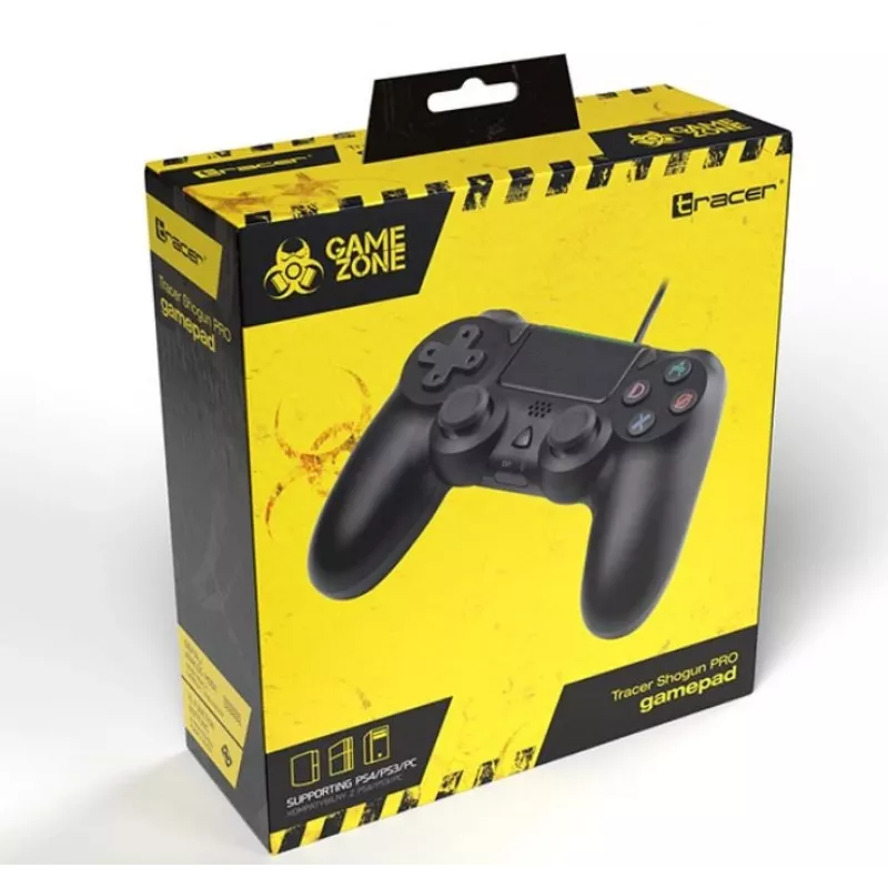 Laidinis žaidimų pultas TRACER SHOGUN PRO Juoda — 16 mygtukų, analoginis/skaitmeninis, 1,5 m laidas, vibracija, PC/PS4/PS3