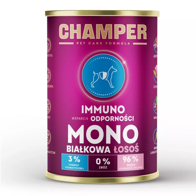 CHAMPER Immuno Monoprotein Salmon - šlapias šunų maistas - 400g