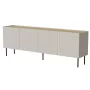 Komoda Cama Meble FELLINI 2000×400×700 mm, kašmyro apdaila, alyvuoto ąžuolo viršus