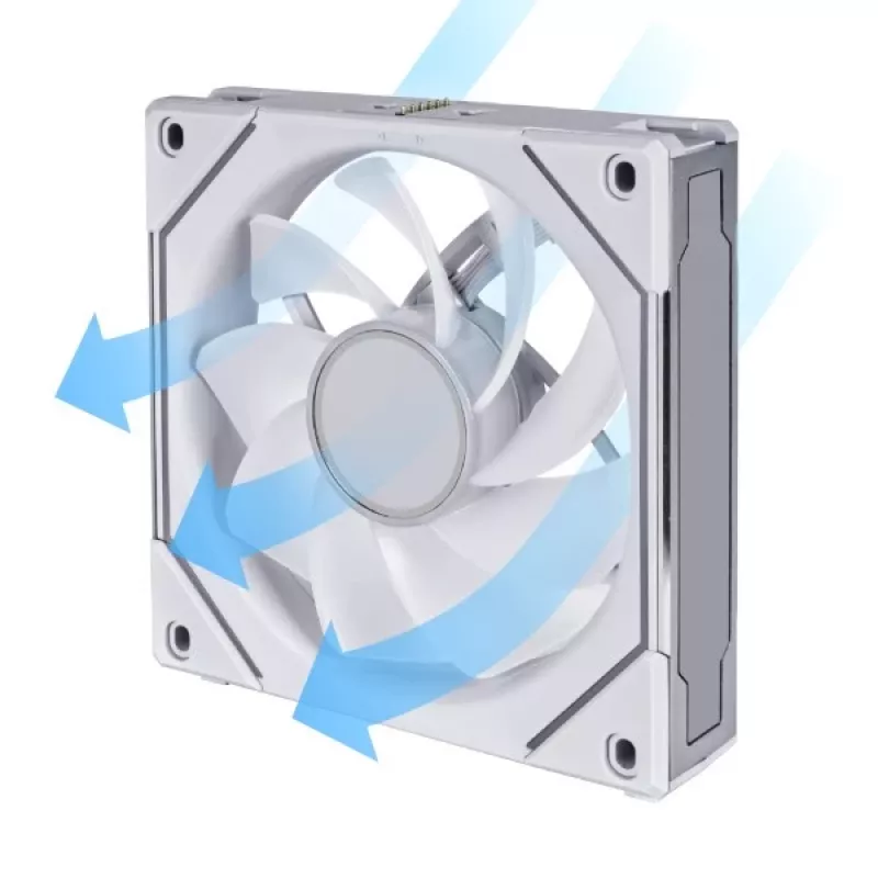 120 mm Lian Li UNI FAN SL-INF belaidis ARGB PWM — baltas, modulinė magnetinė ventiliatorių sistema