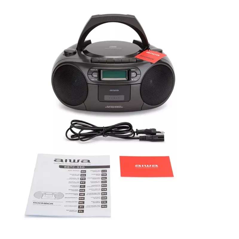Nešiojama stereo sistema Aiwa BBTC-550BK skaitmeninė 6 W FM PLL juoda
