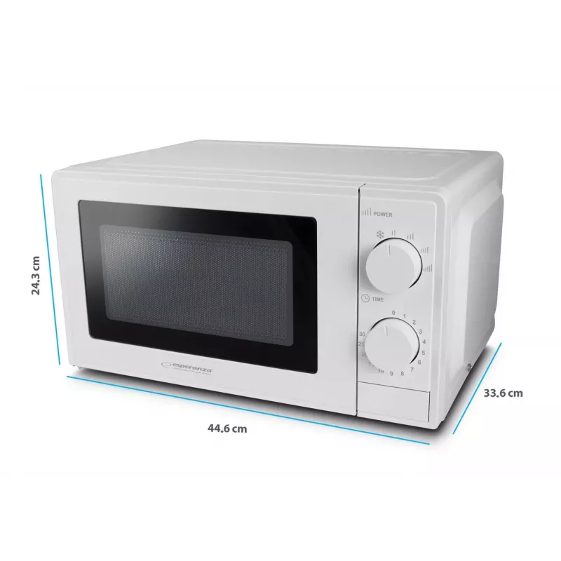 Solo mikrobangų krosnelė ESPERANZA ESTOFADO — 700 W, 20 l, 5 galios lygiai, 24,5 cm sukamoji lėkštė, balta