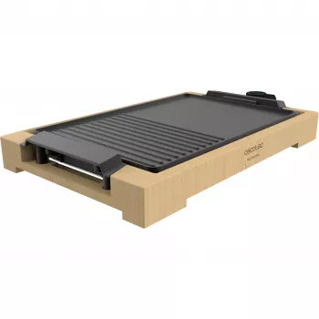 Elektrinė kepsninė CECOTEC Tasty&Grill 2000 Bamboo Juoda — modelis 3058, kompaktiška stalviršinė kepsninė