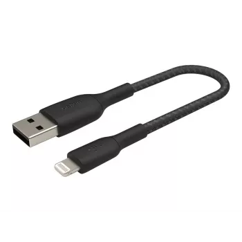 Kabelis Braided USB-Lightning 15 cm juodas