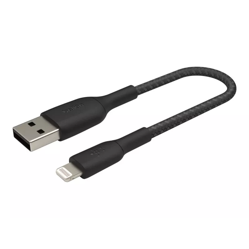 Kabelis Braided USB-Lightning 15 cm juodas