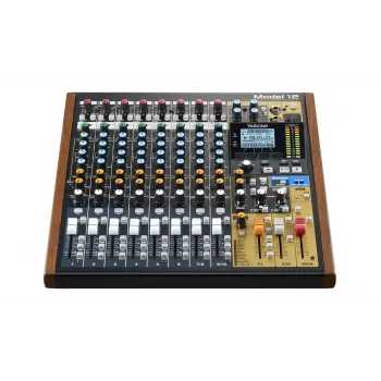 Mikseris Tascam Model 12 — 12 kanalų analoginis/skaitmeninis mikseris, 24 bitų, 48 kHz, USB-C, SD kortelė, Bluetooth 5.0
