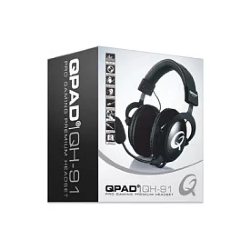 Ausinės QPAD QH-91 laidinės, ant galvos, aplink ausis, 15–25000 Hz, 2 m laidas, juodos