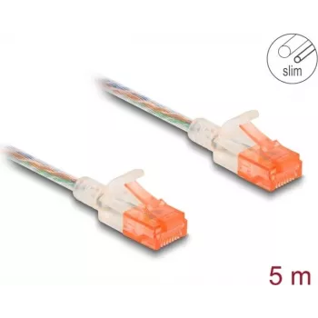 Tinklo kabelis DeLOCK RJ45 Cat.6A U/UTP plonas 5 m permatomas
