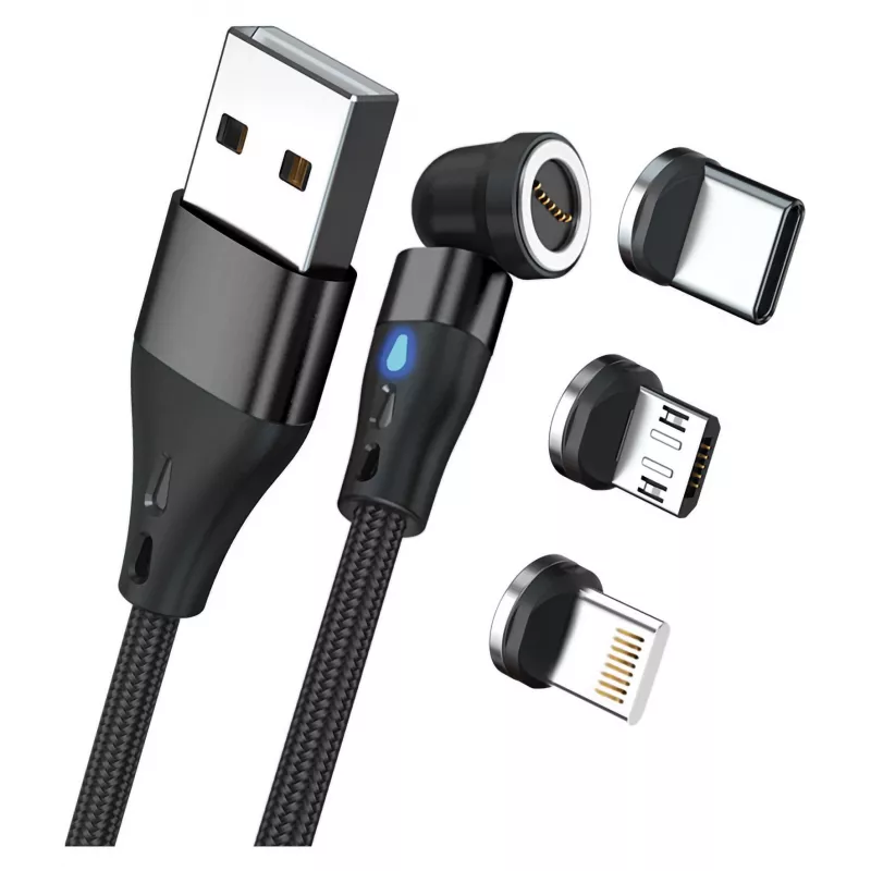 USB laidas RealPower MagneticCharge3 2 m USB A juodas