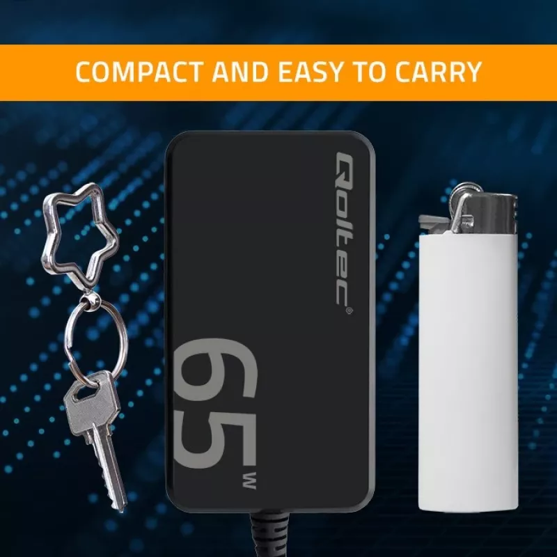 QOLTEC įkroviklis 65W GaN Super Fast plonas PD 5-20V 3.25A USB-C