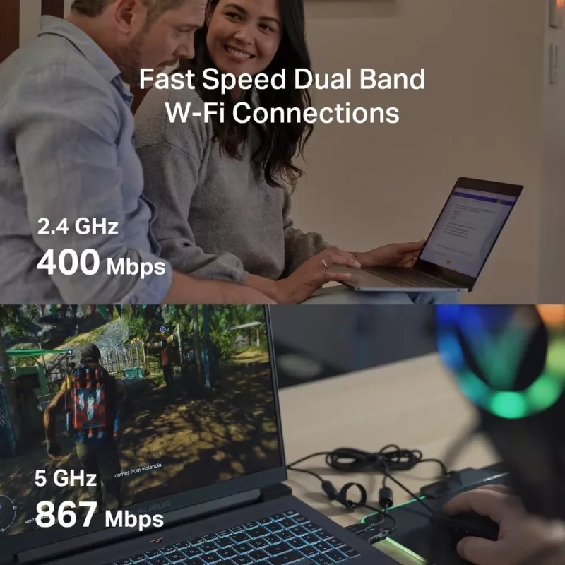 Tinklo USB adapteris MERCUSYS MA30N — Dviejų dažnių „Wi‑Fi“ (2,4/5 GHz), 400/867 Mbps, USB 2.0, vidinė antena, baltas