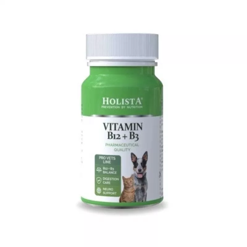 HOLISTA Vitaminas B12 + B3 - papildai šunims ir katėms - 90 tablečių
