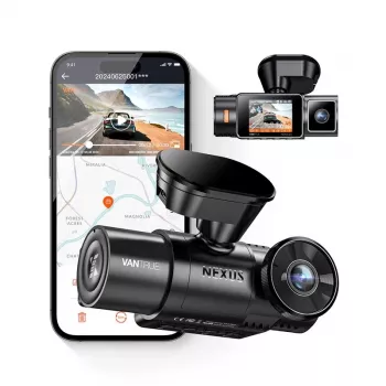 Automobilinė vaizdo registratorė VANTRUE N2X LTE — 2,7K Ultra HD, SONY STARVIS 2 IMX675 pagrindinė, 158° F/1.8, 2 kanalų, GPS, Wi‑Fi, IPS 2 colių ekranas