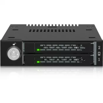 ICY DOCK - ToughArmor - MB834MK-B V2 - 2x M.2 NVMe į 1x 3,5 colio skyriaus mobilųjį rėmelį su metaliniu raktiniu užraktu SlimSAS 4i juoda