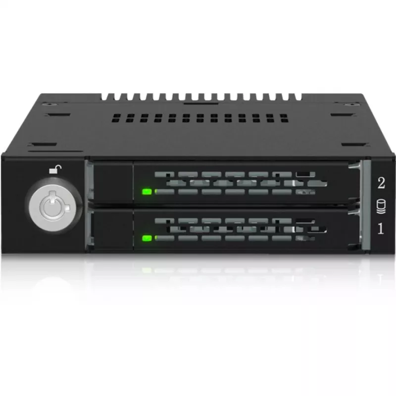 ICY DOCK - ToughArmor - MB834MK-B V2 - 2x M.2 NVMe į 1x 3,5 colio skyriaus mobilųjį rėmelį su metaliniu raktiniu užraktu SlimSAS 4i juoda