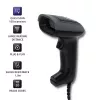 Rankinis brūkšninių kodų skaitytuvas QOLTEC 50863 — 1D/2D skaitytuvas, USB laidinis, LED jutiklis, juodas, 5 V, 1,8 m laidas