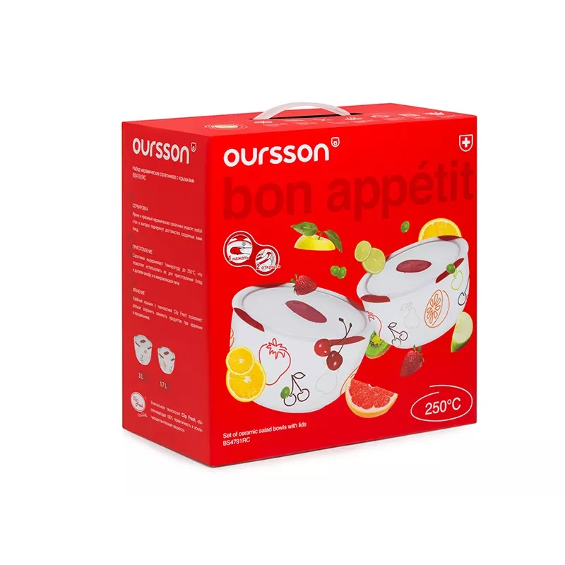 Dubens rinkinys OURSSON BS4781RC/DC apvalus keramikinis 3L baltas 2 vnt.