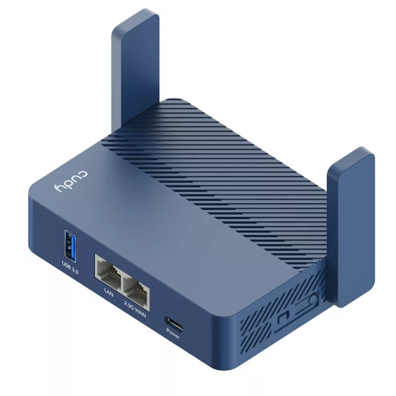 Nešiojamasis maršruto parinktuvas Cudy TR3000 AX3000 Wi‑Fi 6, Gigabit Ethernet WAN/LAN, USB-A, išorinės antenos, mėlynas