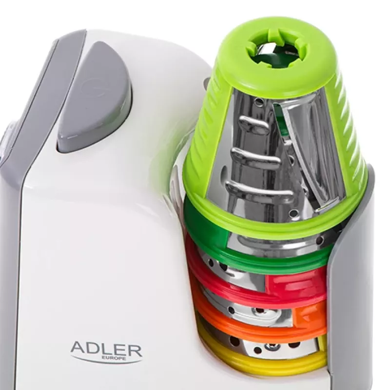 Daržovių pjaustyklė Adler AD 4815, 150 W, 5 antgaliai, ABS korpusas, balta/pilka