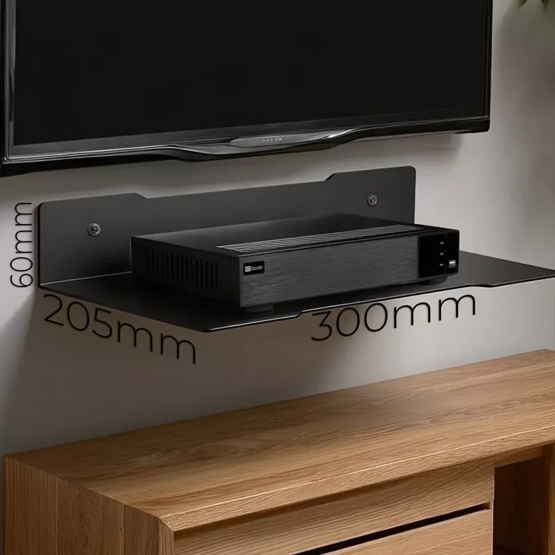 Wall shelf for decoder MACLEAN MC-122, steel, Juoda, max load 5 kg, hole spacing 219 mm