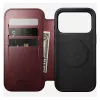 Mobiliojo telefono dėklas Nomad Modern Leather Folio, skirtas Apple iPhone 17 Pro, 6,3 colio (16 cm), oda, bordo spalvos