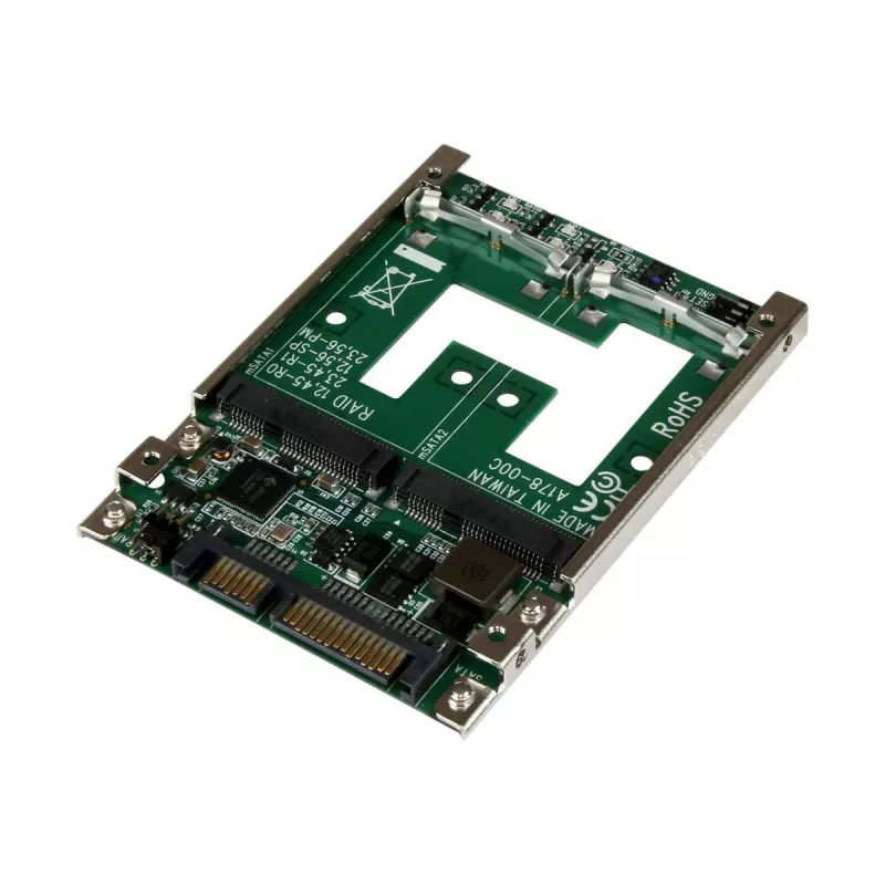 „StarTech.com“ dvigubas mSATA SSD į 2,5 col. SATA RAID adapterio keitiklis