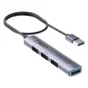 USB šakotuvas Unitek H1208CGY01 — 4 prievadų USB 3.0 (5 Gbps), suderinamas atgal su USB 2.0, aliuminis