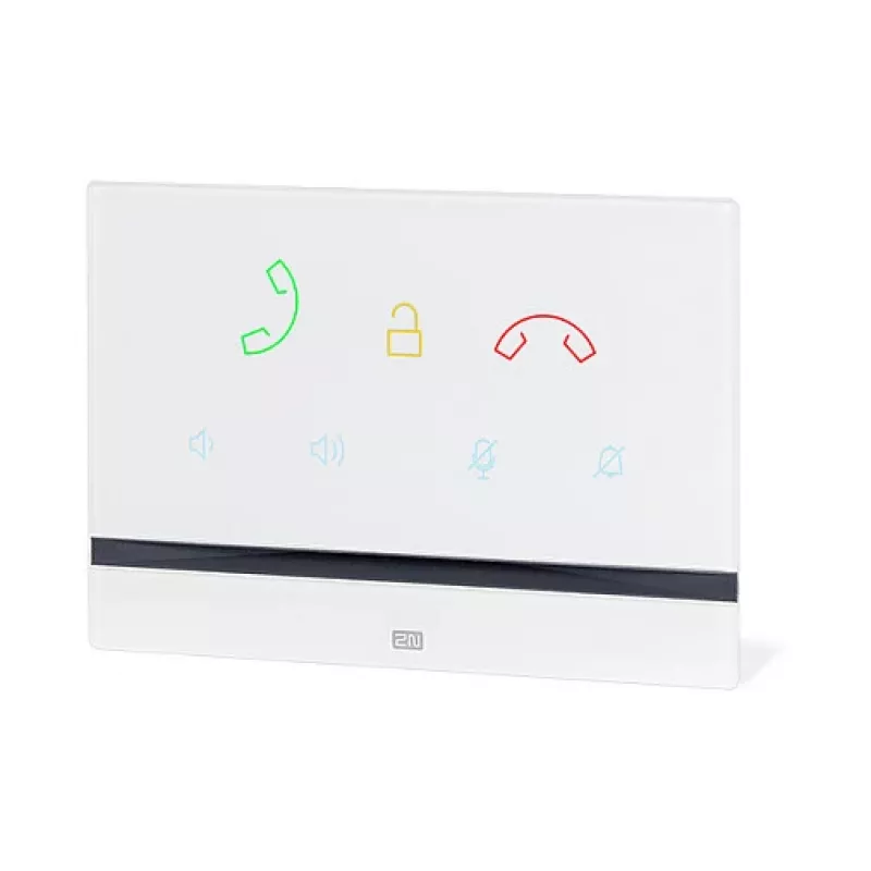 Domofono vidinis skydelis 2N Indoor Talk baltas — laidinis, grūdintas stiklas, montuojamas ant sienos, 185×128×48,2 mm