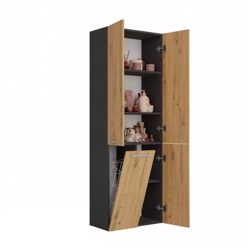 Topeshop NEL 1K DD ANT/ART KP vonios spintelė Grafitas, Ąžuolas