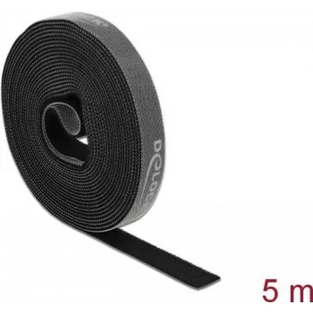 Tvirtinimo juosta DeLOCK Velcro ant ritinėlio L 5 m x P 15 mm juoda