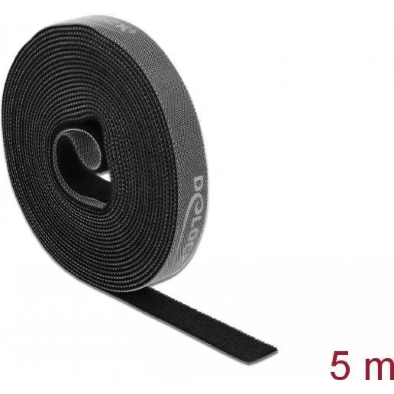Tvirtinimo juosta DeLOCK Velcro ant ritinėlio L 5 m x P 15 mm juoda