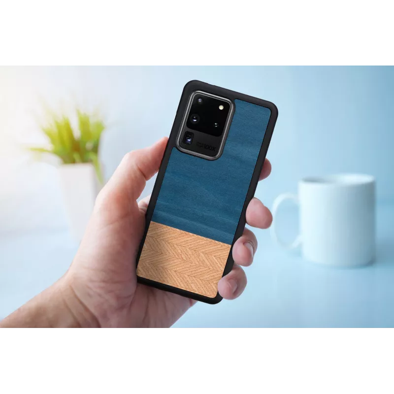 Apsauginis išmaniojo telefono dėklas Man and Wood Galaxy S20 Ultra Denim Juoda