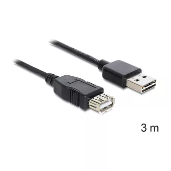 USB kabelis DeLOCK EASY-USB 2.0-A 3m Juodas