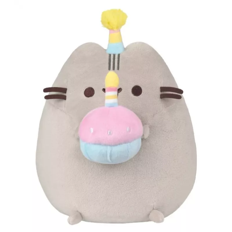 Plušinis žaislas Pusheen by Pusheen — 24 cm su gimtadienio kepure ir tortu