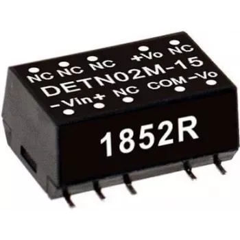 maitinimo adapteris mean well DETN02N-15, Įvestis 21.6–26.4 V, Išvestis 15 V, Galia 2 W, Gylis 15.2 mm