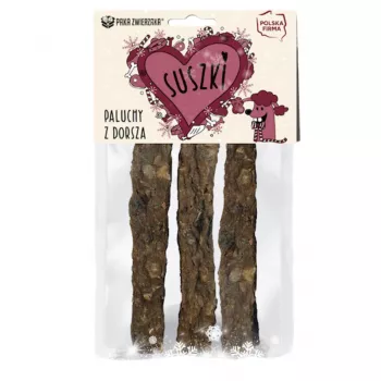 Šunų skanėstas PAKA ZWIERZAKA menkių lazdelės 60 g — žuvies skonio, hipoalerginis, be grūdų