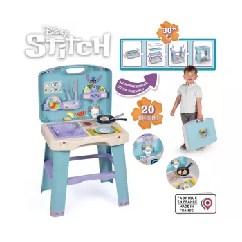 Žaidimų virtuvėlė SMOBY Stitch Kitchen 7600311909 su priedais – vaikiškas vaidmenų žaidimų virtuvės rinkinys