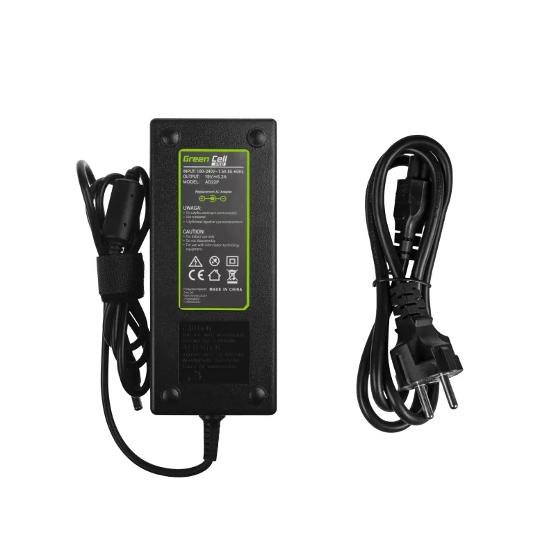 Maitinimo adapteris/inverteris Green Cell AD22P 120 W 19 V 6.3 A, skirtas ASUS nešiojamiesiems kompiuteriams, vidaus naudojimui, juodos spalvos