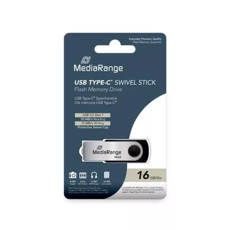 USB atmintinė MediaRange 16 GB USB Type-C MR1951
