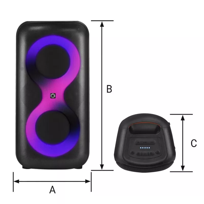 Nešiojamasis muzikos centras MANTA SPK0401B100 Bluetooth garsiakalbis, 100 W pikinė galia, FM radijas, karaoke, įmontuota baterija, X-BASS