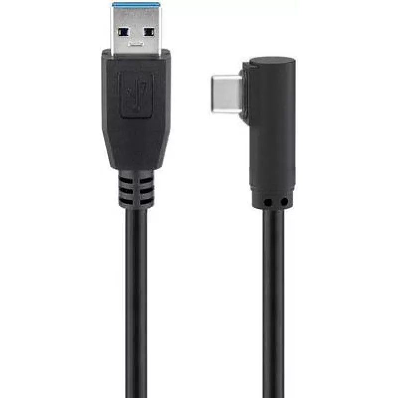 Goobay USB-C™ į USB A 3.0 laidas 90° kampu, juodas, 2 m – USB 3.0 kištukas (A tipo) > USB-C™ kištukas (66503)