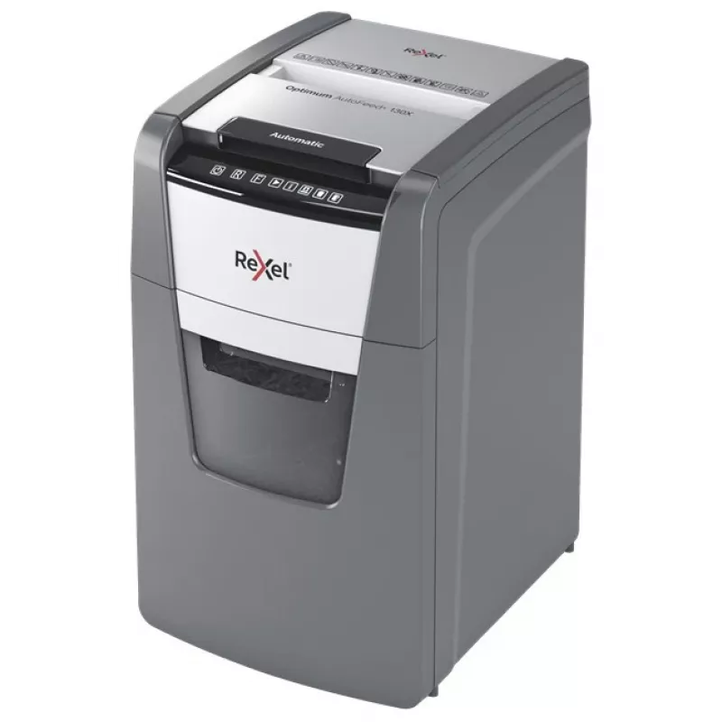 Rexel Optimum AutoFeed+ 130X popieriaus smulkintuvas Kryžminis smulkinimas 55 dB 22 cm Juoda, Sidabrinė