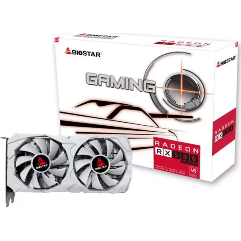 Grafikos plokštė BIOSTAR Radeon RX 580 8 GB GDDR5, 256 bitų, PCIe 3.0 x16, dvigubas ventiliatorius, 1x HDMI, 2x DisplayPort