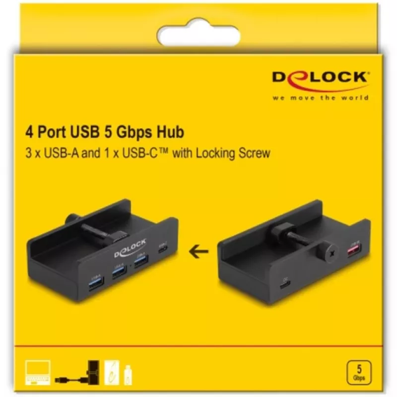 DeLOCK 64284 USB šakotuvas Type-A 5000 Mbit/s juodas